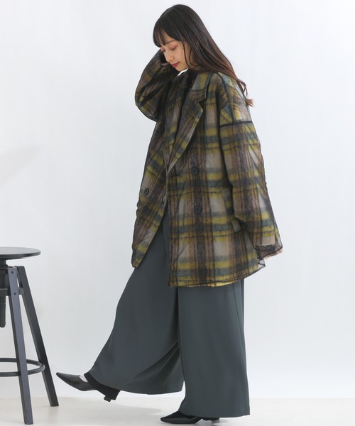 terrace ジャケット テーラードジャケット シャギーチェックチュール