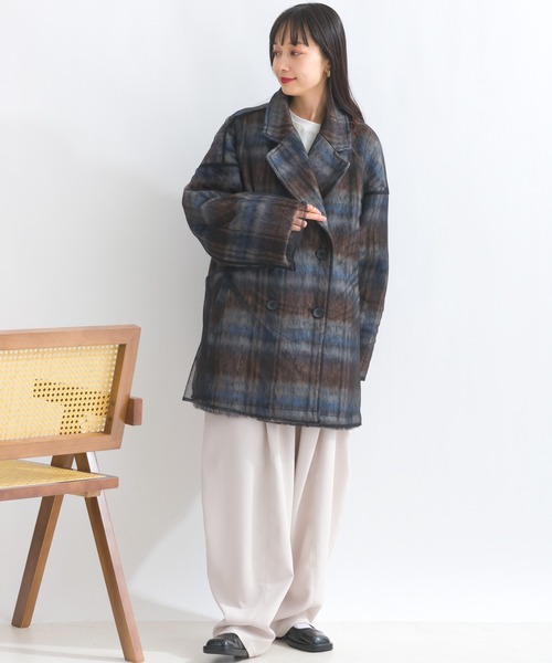 terrace ジャケット テーラードジャケット シャギーチェックチュール