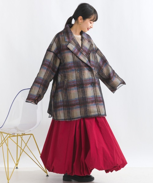 terrace ジャケット テーラードジャケット シャギーチェックチュール