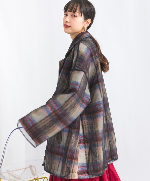 terrace ジャケット テーラードジャケット シャギーチェックチュール