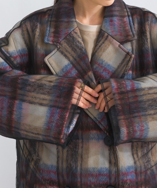 terrace ジャケット テーラードジャケット シャギーチェックチュール