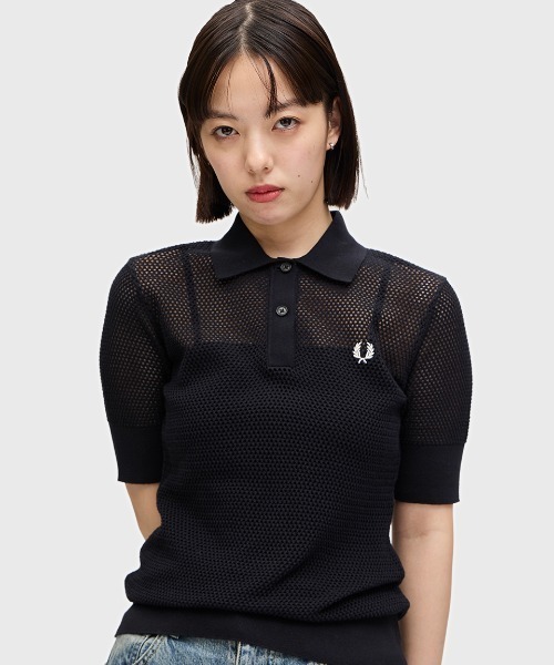 fred perry ニットポロシャツ FRED PERRY ポロシャツ ポロ 「別注」FRED / オープンニットポロ