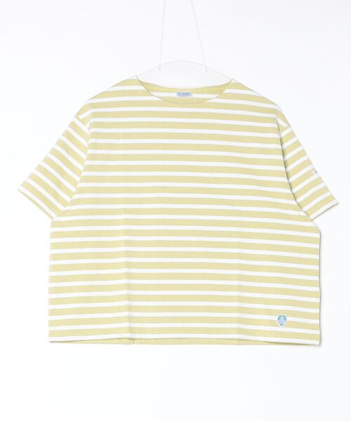 お値下げ！新品　ORCIVAL 半袖プルオーバー ホワイト×イエロー ORCIVAL（オーシバル） tシャツ 半袖 クルーネックショートスリーブ