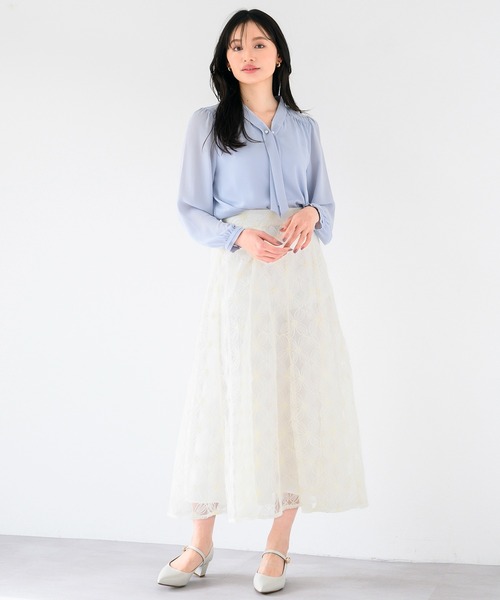 MISCH MASCH ブラウス シャツ 2025春夏新作 パールバー付きタイ