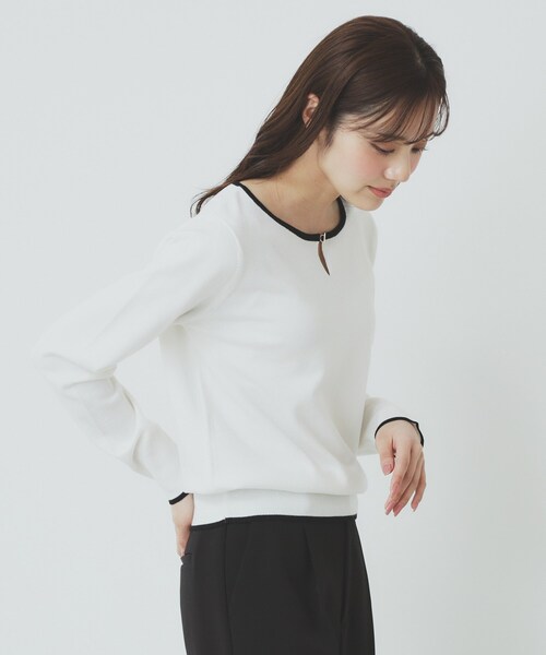 index（インデックス） ニット セーター バイカラーキーネックニット