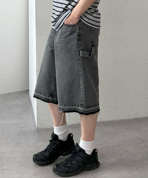 ショートパンツ ユニセックス イレギュラーデザイン SUPERTHANKS パンツ ワンポイントポケットショートパンツ