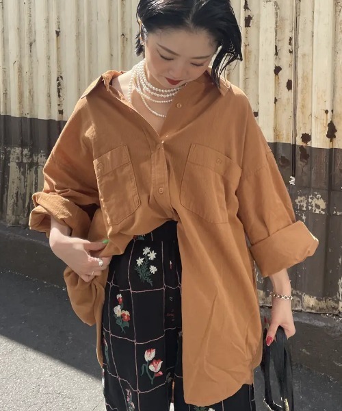 ローズバッド  GENE HEAVEN ビッグシャツ ROSE BUD（ローズバッド） ブラウス シャツ (GENE HEAVENS)BAMBOO