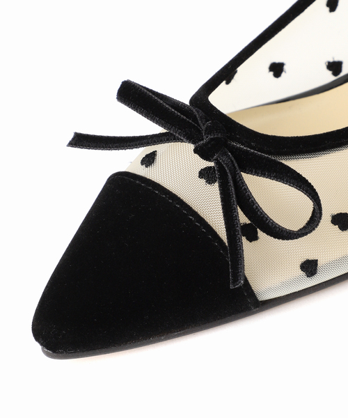 LE TALON バレエシューズ パンプス トゥキャップハートチュール