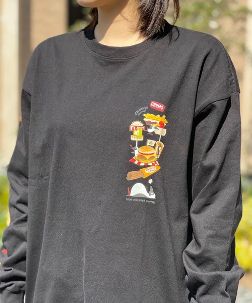 【新品未使用】CHUMS チャムス Fast Food 長袖Tシャツ Sサイズ CHUMS tシャツ 「CHUMS」 Fast Food L/S T-Shirt ファストフード