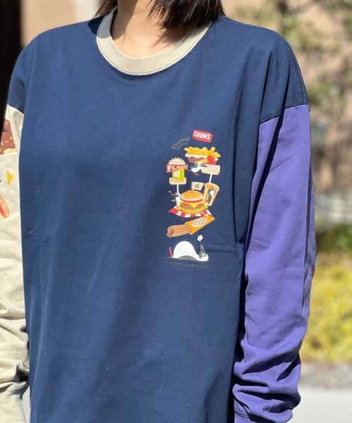 【新品未使用】CHUMS チャムス Fast Food 長袖Tシャツ Sサイズ Fast Food L/S T-Shirt/ファストフードロングスリーブTシャツ
