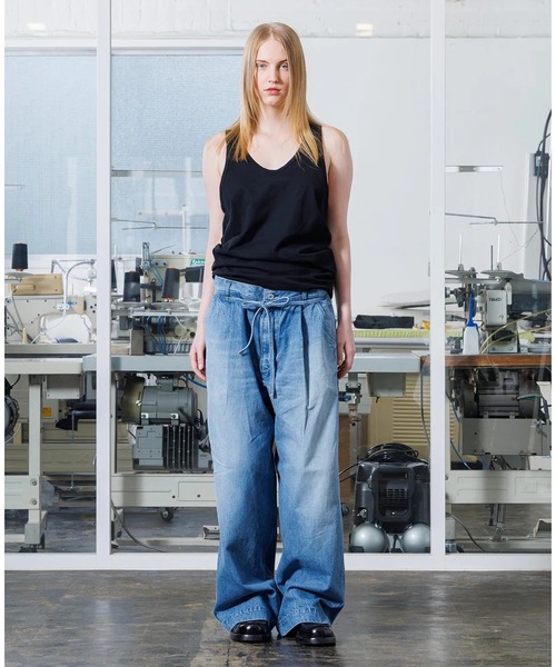 VOAAOV LOOSE デニムタックワイドパンツ VOAAOV（ヴォアーブ） ジーンズ TACK DENIM PANTS (USED) メンズ