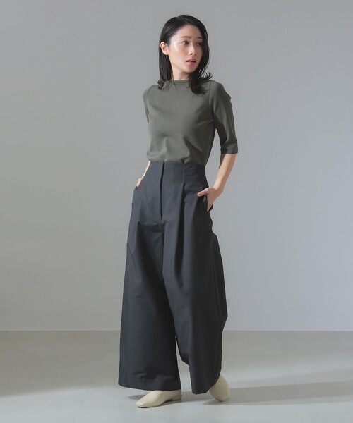 Demi-Luxe BEAMS パンツ ハイウエスト タック ワイドパンツ