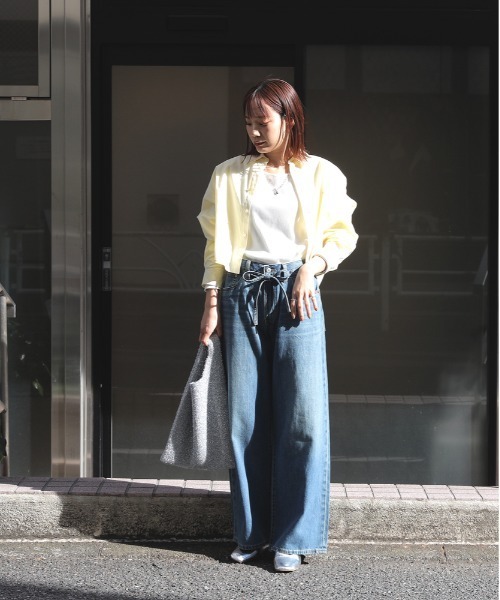 ランダムダメージセミワイドデニムパンツ[品番：MKSW0061601