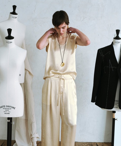 おすすめ ADAM 「EMOELLE」サテンタンクトップ シャツ ブラウス ROPE' ET トップス