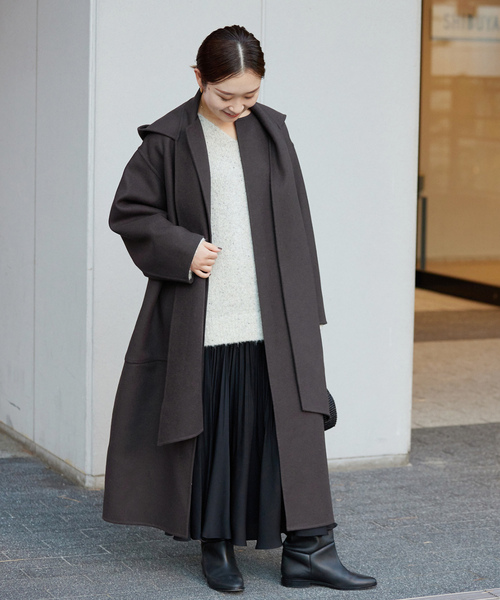 新品IENA イエナ ノーカラー ロングコート グレー38 M スローブイエナ IENA（イエナ） ノーカラーコート 38 グレー レディース : ZOZOTOWN