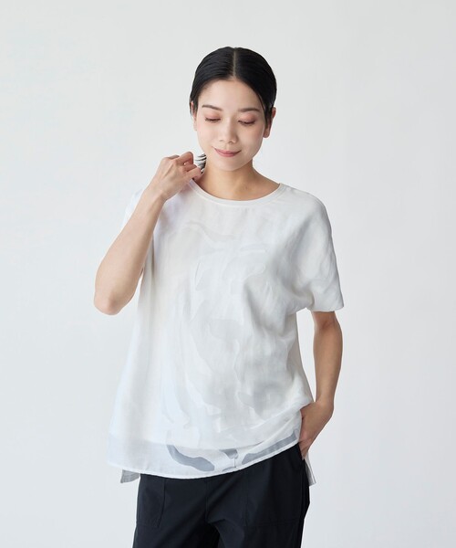 tシャツ 「カタログ掲載品」「ウォッシャブル」オパールタイガーコンビカットソー レディース