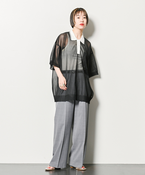 CITYSHOP - CITYSHOP(シティショップ) レディース トップス ポロシャツ CITYSHOP ニット セーター SHEER ポロシャツニット レディース