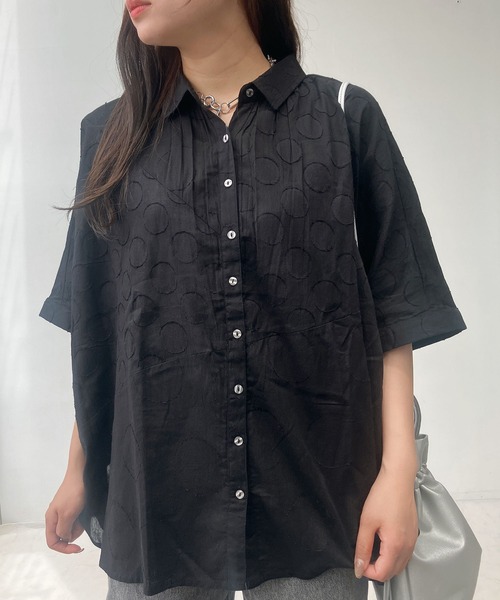 AS KNOW ブラウス シャツ ○インドコットン ドットジャガード