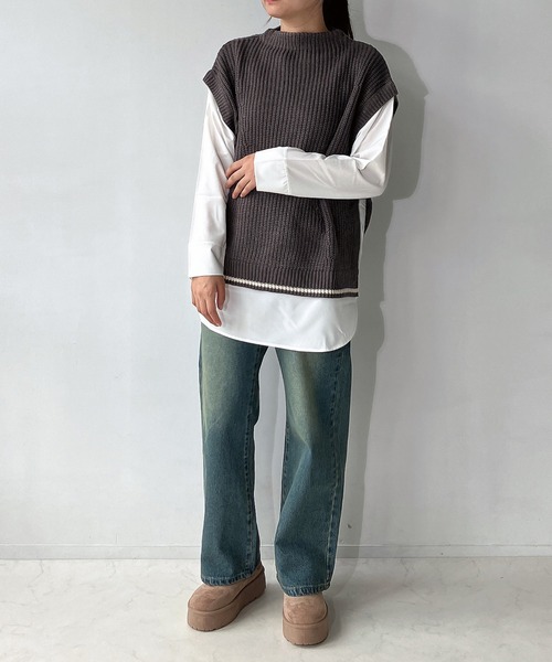 「AS KNOW AS plus」 長袖ニット FREE モスグリーン レディース_画像2