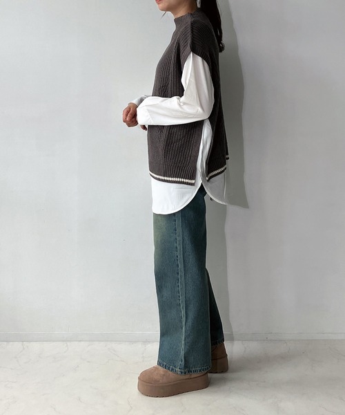 「AS KNOW AS plus」 長袖ニット FREE モスグリーン レディース_画像3