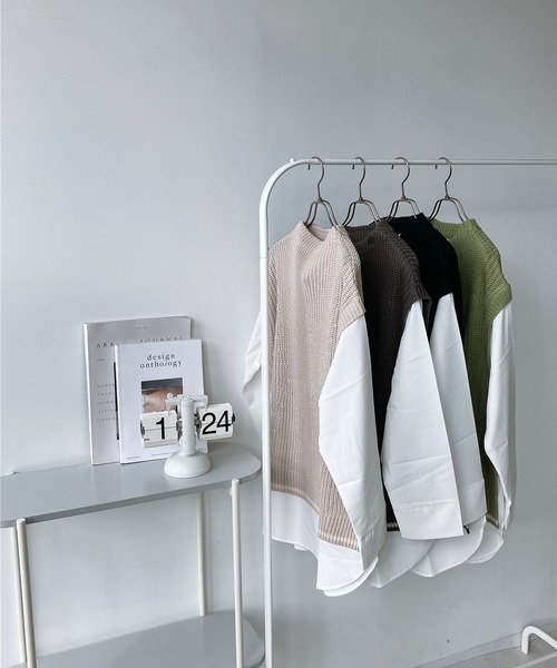 「AS KNOW AS plus」 長袖ニット FREE モスグリーン レディース_画像4