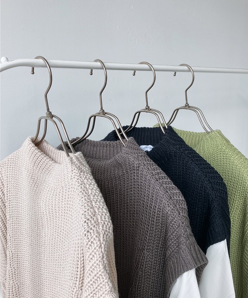 「AS KNOW AS plus」 長袖ニット FREE モスグリーン レディース_画像5