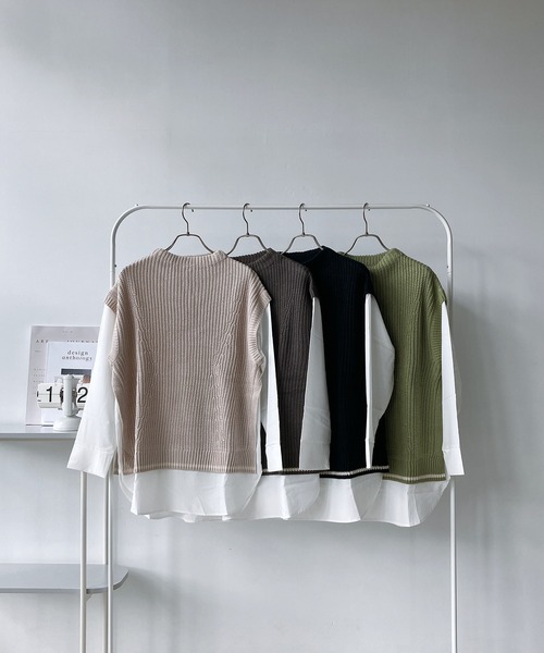 「AS KNOW AS plus」 長袖ニット FREE モスグリーン レディース_画像6