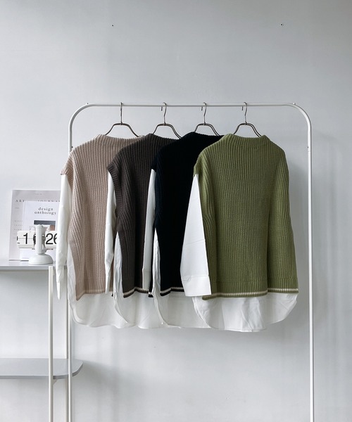 「AS KNOW AS plus」 長袖ニット FREE モスグリーン レディース_画像8