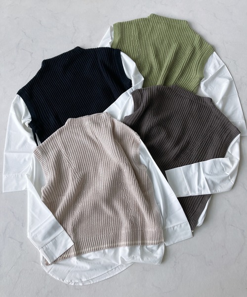 「AS KNOW AS plus」 長袖ニット FREE モスグリーン レディース_画像9