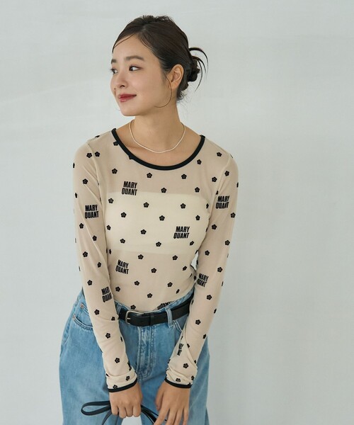 「PUBLUX」 長袖カットソー「MARY QUANTコラボ」 フリ- セージグリーン レディース PUBLUX 「PUBLUX」 長袖カットソー「MARY QUANTコラボ」 フリ