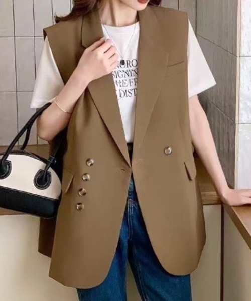 ベスト ジレ テーラードダブルベスト レディース : ZOZOTOWN Yahoo!店