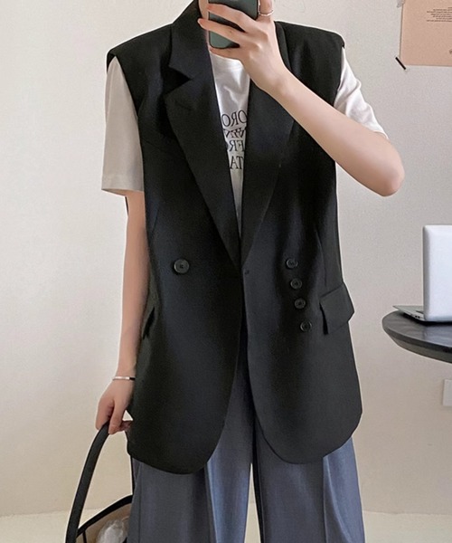 ベスト ジレ テーラードダブルベスト レディース : ZOZOTOWN Yahoo!店