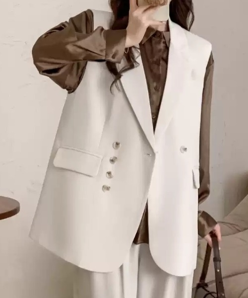 ベスト ジレ テーラードダブルベスト レディース : ZOZOTOWN Yahoo!店