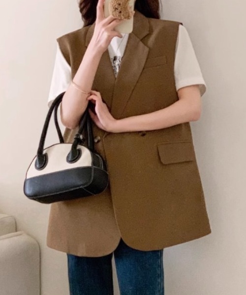 ベスト ジレ テーラードダブルベスト レディース : ZOZOTOWN Yahoo!店
