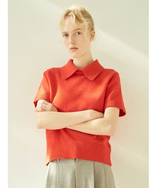 「Mila Owen」 半袖ニット 1 レッド レディース