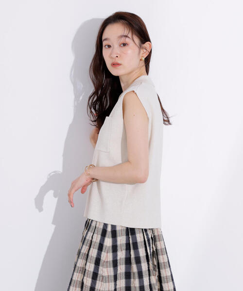 ポロシャツ ポロ ラメ混ポロエリニット レディース N.Natural Beauty Basic ポロシャツ ポロ ラメ混ポロエリニット