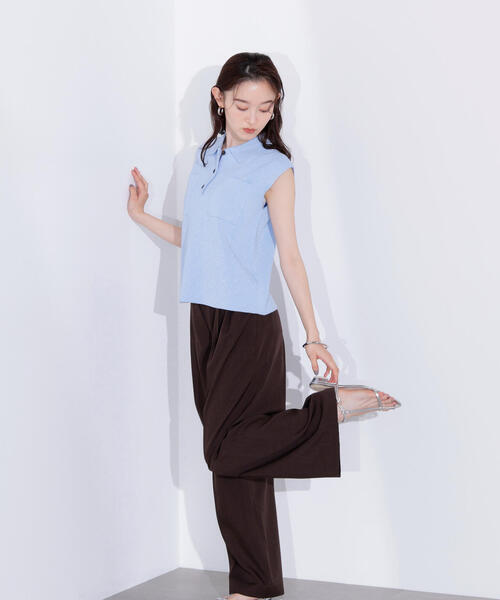 ポロシャツ ポロ ラメ混ポロエリニット レディース N.Natural Beauty Basic ポロシャツ ポロ ラメ混ポロエリニット
