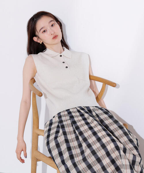 N.Natural Beauty Basic ポロシャツ ポロ ラメ混ポロエリニット