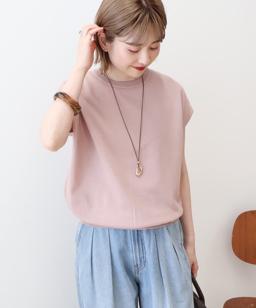 AMERICAN HOLIC ニット セーター 接触冷感ラメフレンチスリーブ