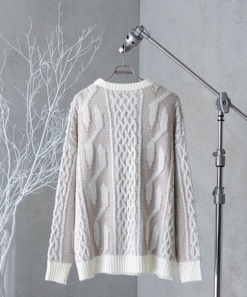 「Casper John」 長袖ニット MEDIUM ブラック メンズ_画像4