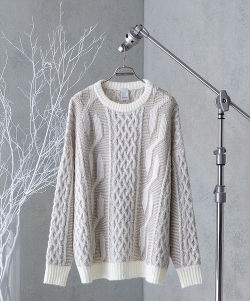 「Casper John」 長袖ニット MEDIUM ブラック メンズ_画像6