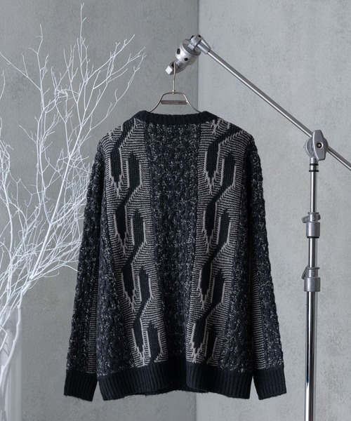 「Casper John」 長袖ニット MEDIUM ブラック メンズ_画像9