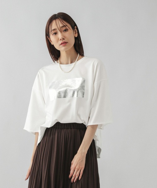 GLOBAL WORK tシャツ 乾きやすいプリント7分袖/579367