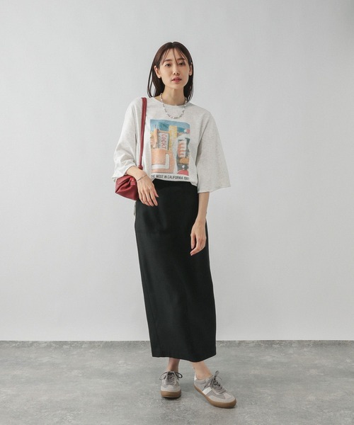 GLOBAL WORK tシャツ 乾きやすいプリント7分袖/579367