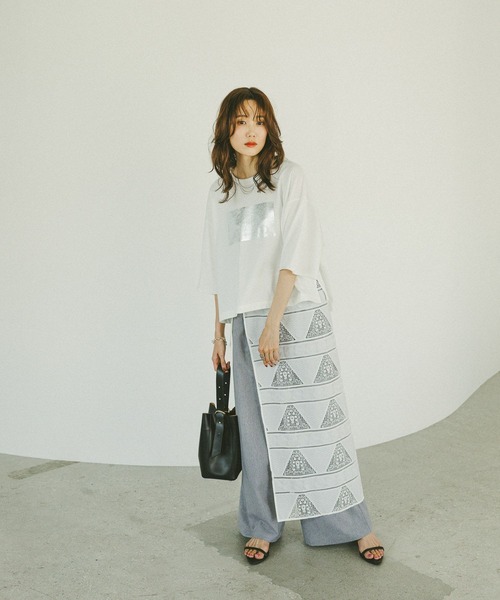 GLOBAL WORK（グローバルワーク） tシャツ 半袖 乾きやすいプリント7分