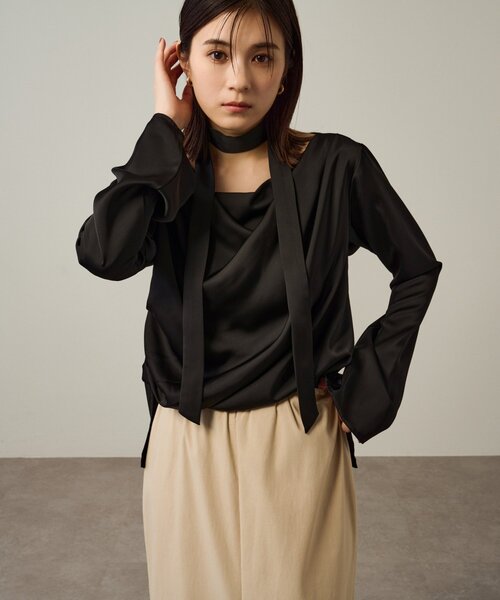 Omekashi（オメカシ） ブラウス シャツ ドレープブラウス レディース