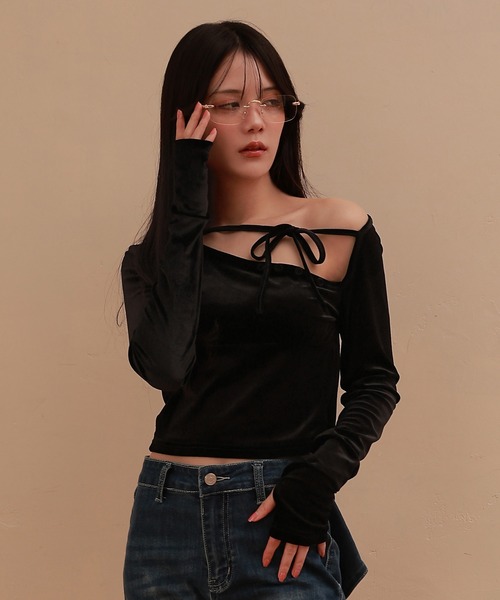 未使用タカダンスベロアリボントップス M DOLLY tシャツ *M DOLLY original* velor ribbon sogno tops/ベロア