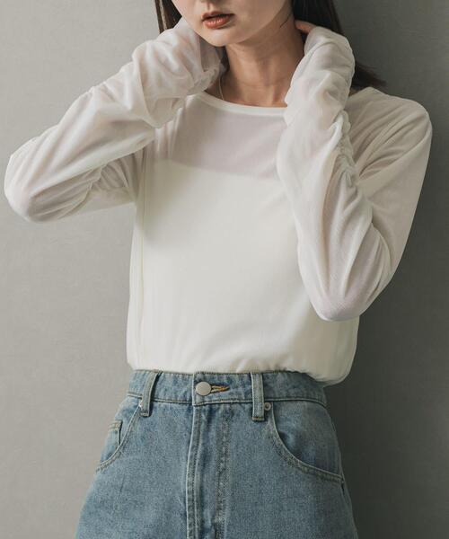 tシャツ ギャザースリーブベロアTシャツ レディース | SENSE OF PLACE by URBAN RESEARCH | 01