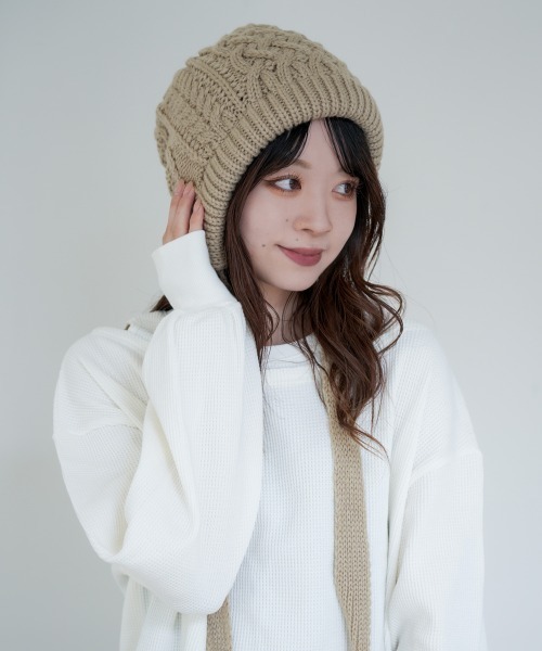 polcadot（ポルカドット） ニット帽 ニットキャップ ケーブルニット