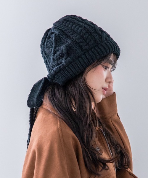 polcadot（ポルカドット） ニット帽 ニットキャップ ケーブルニット